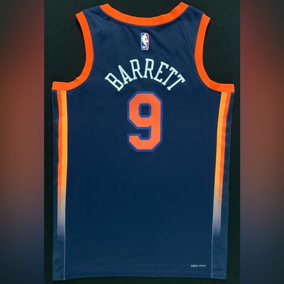 NWT Jordan RJ Barrett New York Knicks #9 Navy Statement Swingman Jersey 40 Men S - Picture 6 of 7